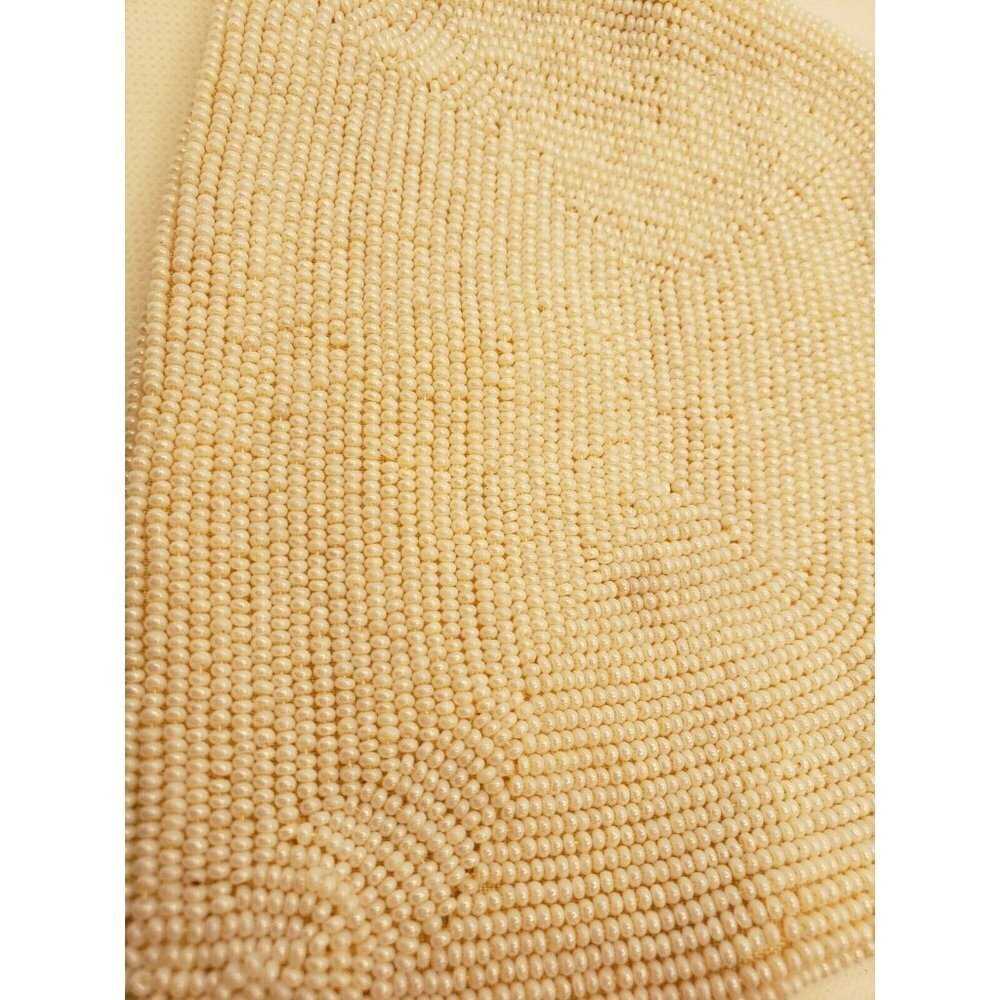 Richere White Beaded Evening Bag Seed Pearls Beads Gold Chain Clutch Purse Japan - Picture 4 of 10